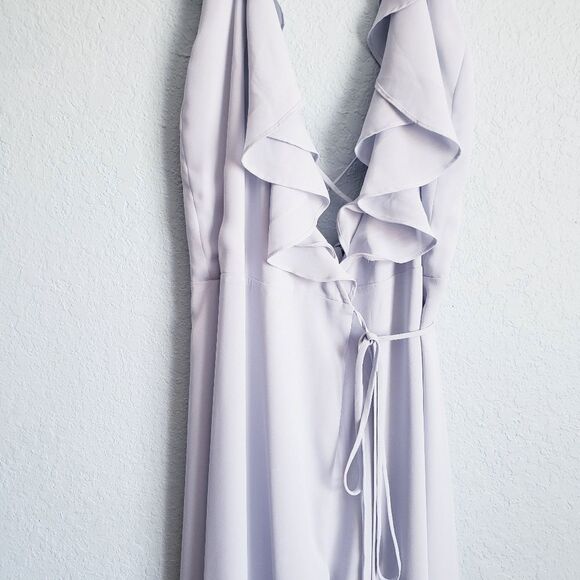 Wayf The Riley Lace-Up Back Wrap Evening Dress in Ocean Mist - Picture 4 of 9